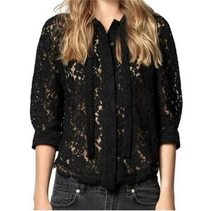 Zadig & Voltaire Touch Tie-Neck Lace blouse NWT